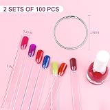 COSITTE 100pc Clear Nail Swatch Sticks with Labels & Ring Holder for Polish view 5