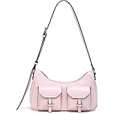 Dasein Retro Shoulder Purse for Women Faux Oiled Leather Hobo Bag Y2K Handbag with Buckle Pockets