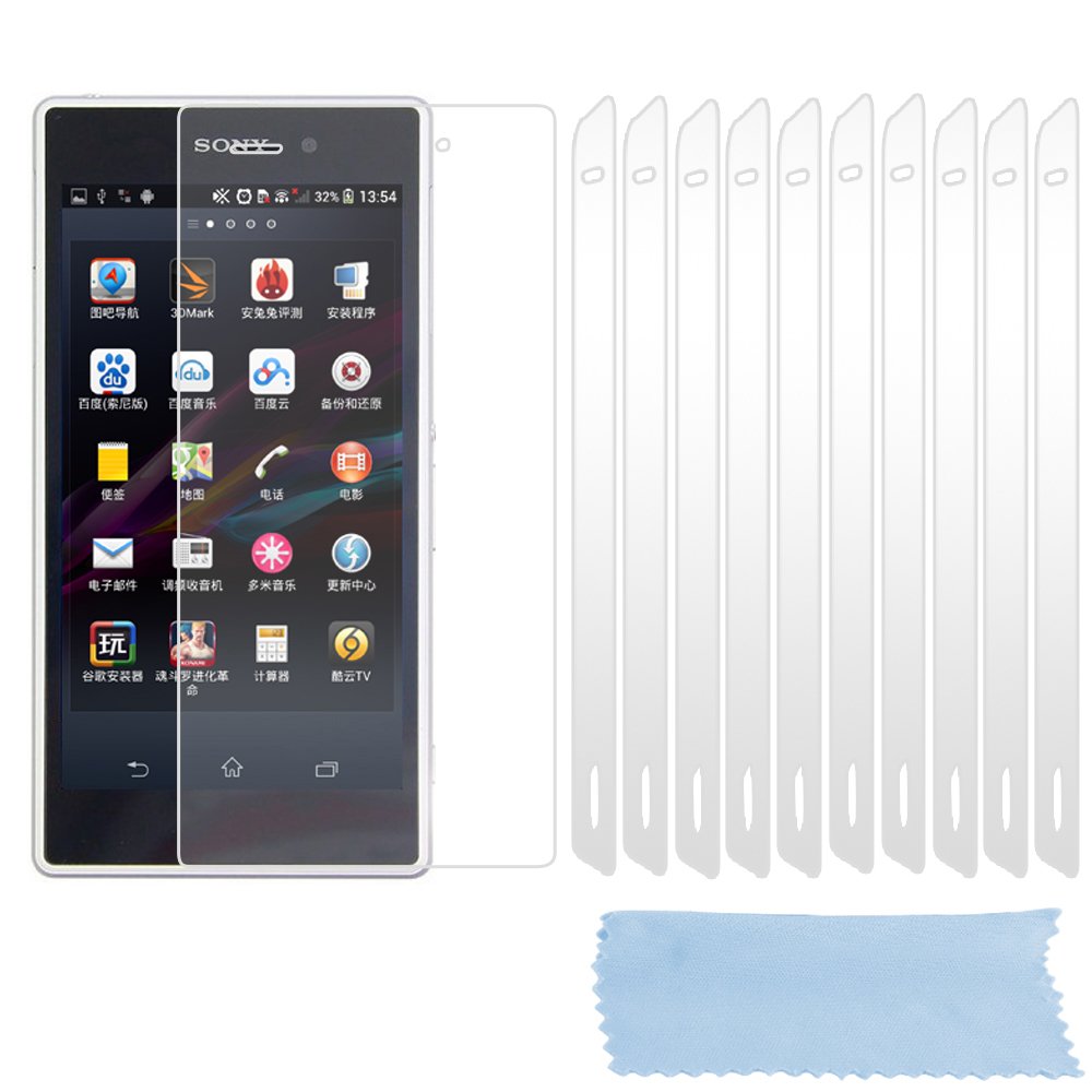 cadorabo - 10 x Screen Protector Crystal Clear HQ for > Sony Xperia Z1 < high clear - Transparent