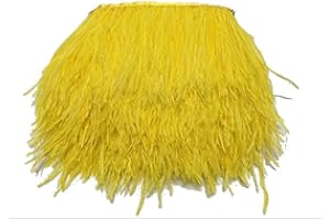 ADAMAI Natural Ostrich Feathers Trims Fringe DIY Dress Sewing Crafts Costumes Decoration Pack of 2 Yards (Yellow)