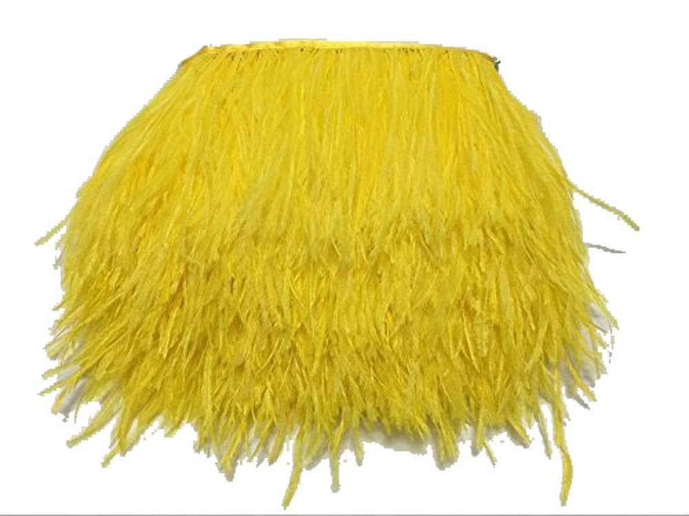 KOLIGHT Pack of 1.8m Natural Dyed Ostrich Feathers (9~12cm) Trim Fringe for DIY Dress Sewing Crafts Costumes Decoration (Yellow)