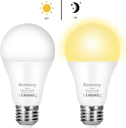Lichtsensor Lampe E27 12w Ersetzt 100watt Led Energiesparlampe Mit Dammerungssensor Fur Korridor Garage Treppe Garten Hof Flur Warmweiss 3000k 2 Stuck Amazon De Beleuchtung