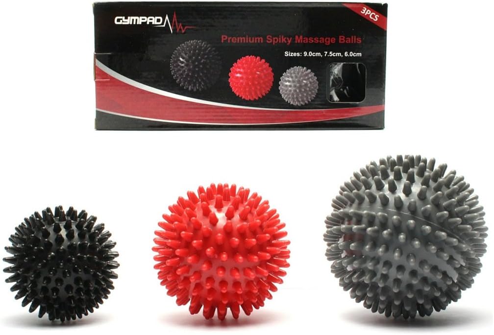 GymPad Spiky Massage Ball for Total Body Muscle Relief - 3 Pack - 9cm, 7.5cm and 6cm Premium Spiky Balls to Relieve Pain, Improve Flexibility, Mobility and Circulation