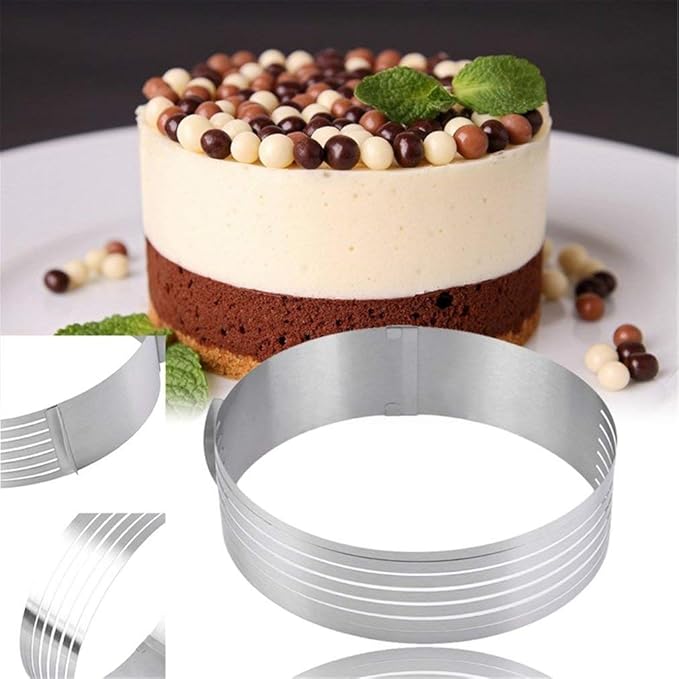 Hemore Verstellbare Runde Edelstahl Kuchen-Ring Schichtschneider Schneider DIY Heimzubehör