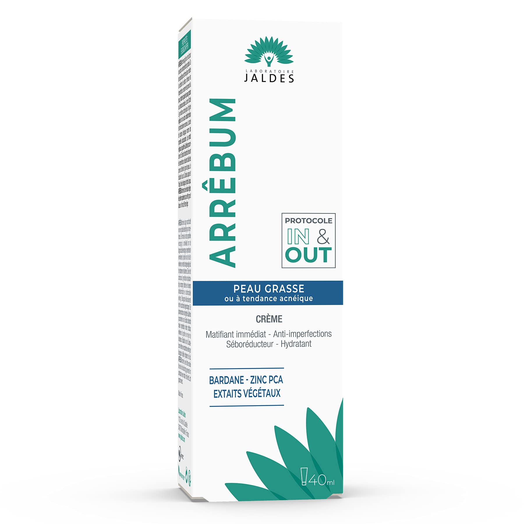 ARRÊBUM CREAM 40ml tube | Oily and/or acne-prone skin, skin with imperfections, dilated pores | Reduces sebum secretion and imperfections, tightens pores | LABORATOIRE JALDES
