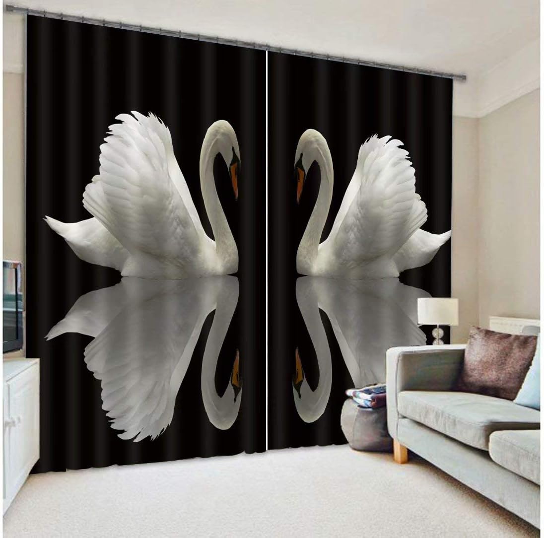 Redida Window Curtain Panels -Polyester Curtains for Hall/Parlor/Guest Suite,Animal White Swan,59" W by 65''L