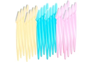 24 Pieces Eyebrow Razor Shaper Trimmer Shaver Women Men Facial Razor with Precision Cover by ACKLLR,Green Pink Yellow