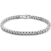 Dankadi 925 Sterling Silver Bracelet Men Women 3MM Square Rolo Link Round Box Chain 6.3" 6.7" 7" 7.5" 8" 8.5" 9" Bangle Unisex Jewelry Gift (Square, 7.5 inches)