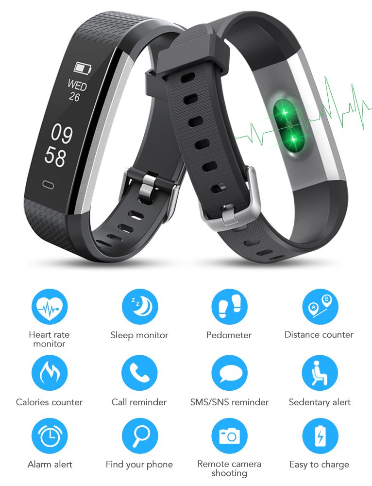 2 Pack Fitness Tracker with Heart Rate Monitor, MEBUYZ IP67 Waterproof Activity Tracker Watch, Smart Pedometer Watch with Sleep Monitor, Step Counter for Men & Kids, Calorie Counter Watch for Women