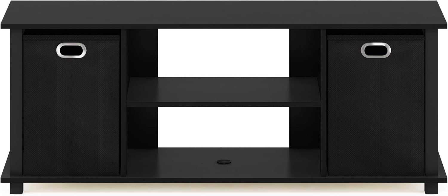 Furinno ECON TV Stand, Entertainment Center, TV Console for TV up to 46 Inch with Storage Bins, for Living Room Bedroom, Black - Image 4