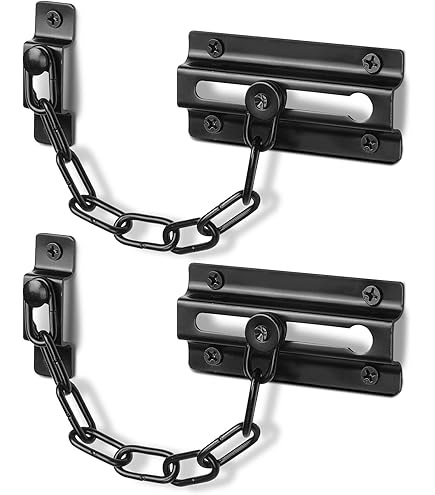 Lot De 2 Loquets De Porte De Grange INIRET - Acier Inoxydable Noir Mat 10x7cm - Verrous à Deux Volets Avec Vis