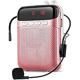 Portable Voice Amplifier for Teachers with Bluetooth, 2400mAh Rechargeable Headset Microphone Amplifier and Waistand,Portable Meagaphone Speaker Mic for Teachers,Tour Guides,Classroom,Yoga(Rose)