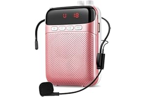 Kinizuxi Portable Voice Amplifier for Teachers,2400mAh Personal Amplifier Headset for Speaking Rechargeable PA System Microphone for Teachers/Training/Meeting/Tour Guide/Yoga/Classroom(Rose)