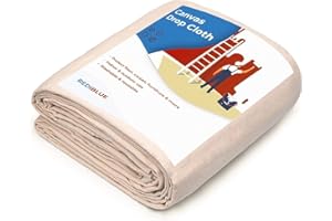 REDIBLUE Canvas Drop Cloth for Painting 8 oz, 4 ft x 25 ft - All Purpose Drop Cloth - Canvas Tarp, Painters Drop Cloth, Drop Cloth Curtains, Floor Protection, Furniture Cover