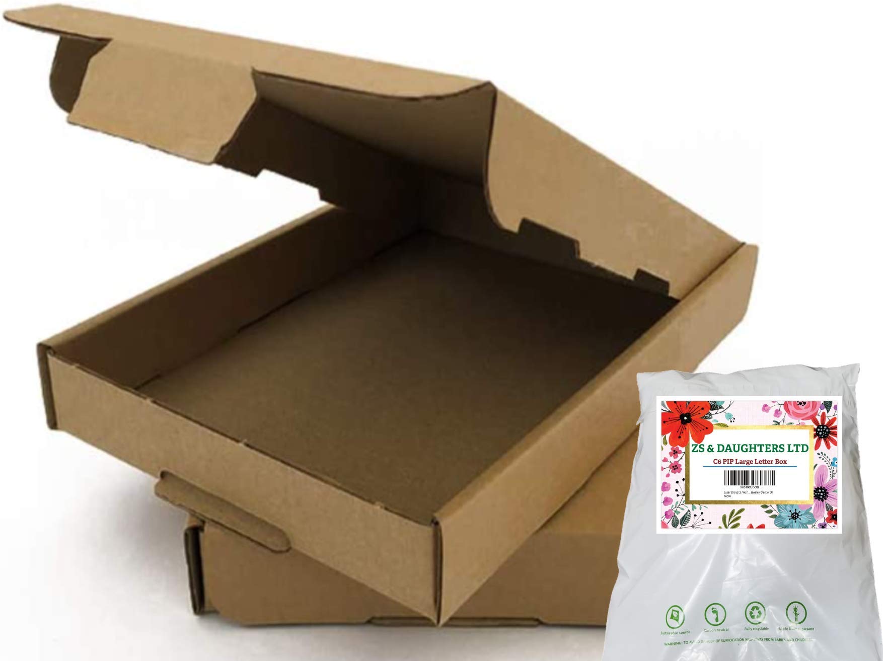 Super Strong C6 / A6 (163x112x20mm) Royal Mail Brown Large Letter Cardboard Postal Mailing PiP Boxes Eco Friendly Perfect For Gifts Christmas jewellery Pack of 50 (C6 / A6 (163x112x20mm), Brown)