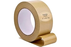 TooCust Kraft Paper Tape Self Adhesive,2" X55YD,Brown Paper Tape, Biodegradable Brown Packing Tape,Paper Packing Tape with Strong Adhesive,1 Roll