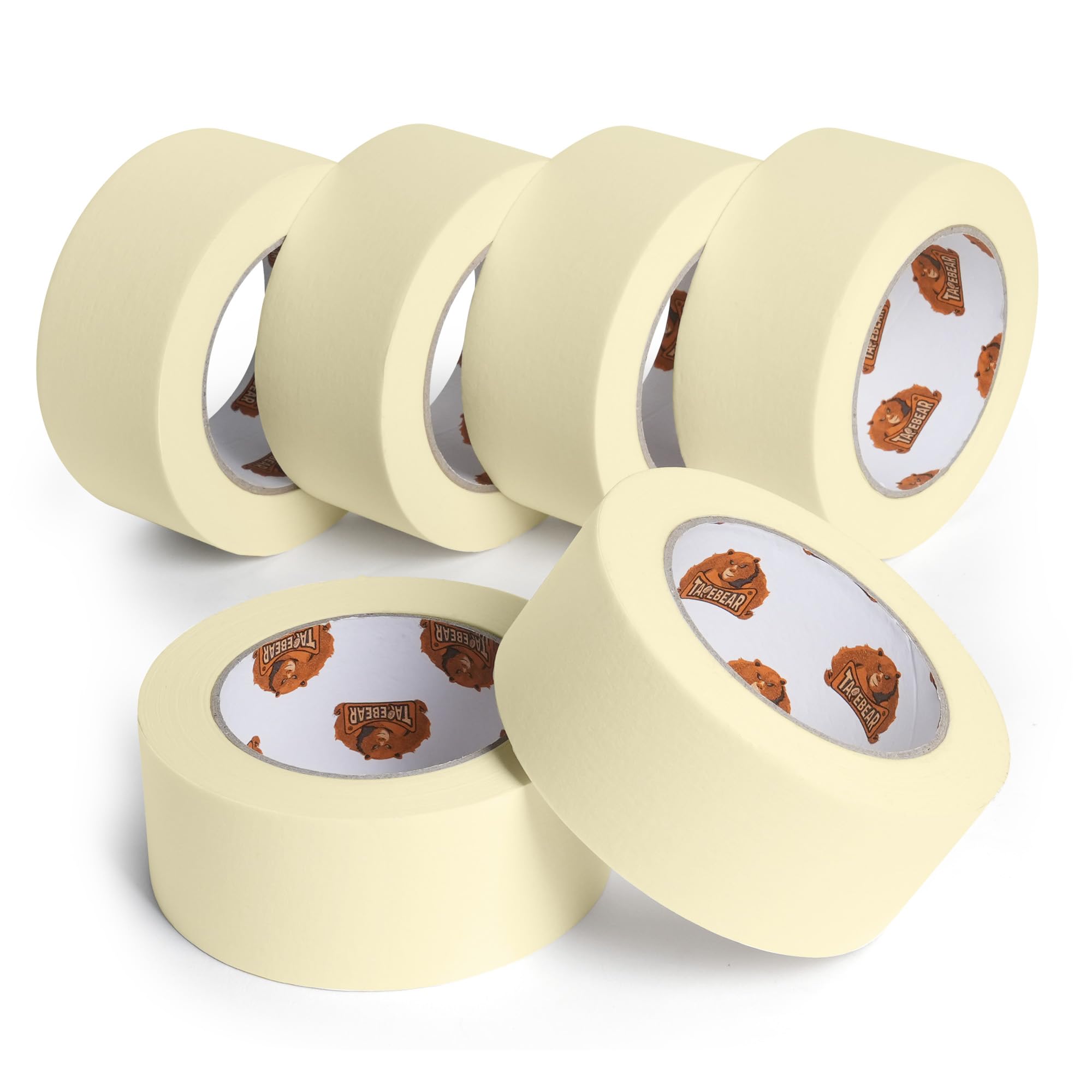 TAPEBEAR All Purpose Masking Tape 48mm x 55m, Beige Painters Tape Decorators Tape for Painting, Decorating, Artists DIY Crafts, Home Office School Projects, 6 Rolls