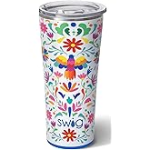 Swig Life 22oz Insulated Tumbler, Travel Coffee Tumbler with Lid, Cup Holder Friendly Travel Coffee Mug, Stainless Steel (Viva Fiesta)