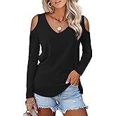 Amoretu Womens Short Sleeve Cold Shoulder Basic Tee Tops Shirts
