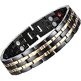 JFUME Magnetic Bracelets for Men 18K Gold Plating Double Strength Magnets and 4in1 Elements Men Bracelets 8.5inches adjustable