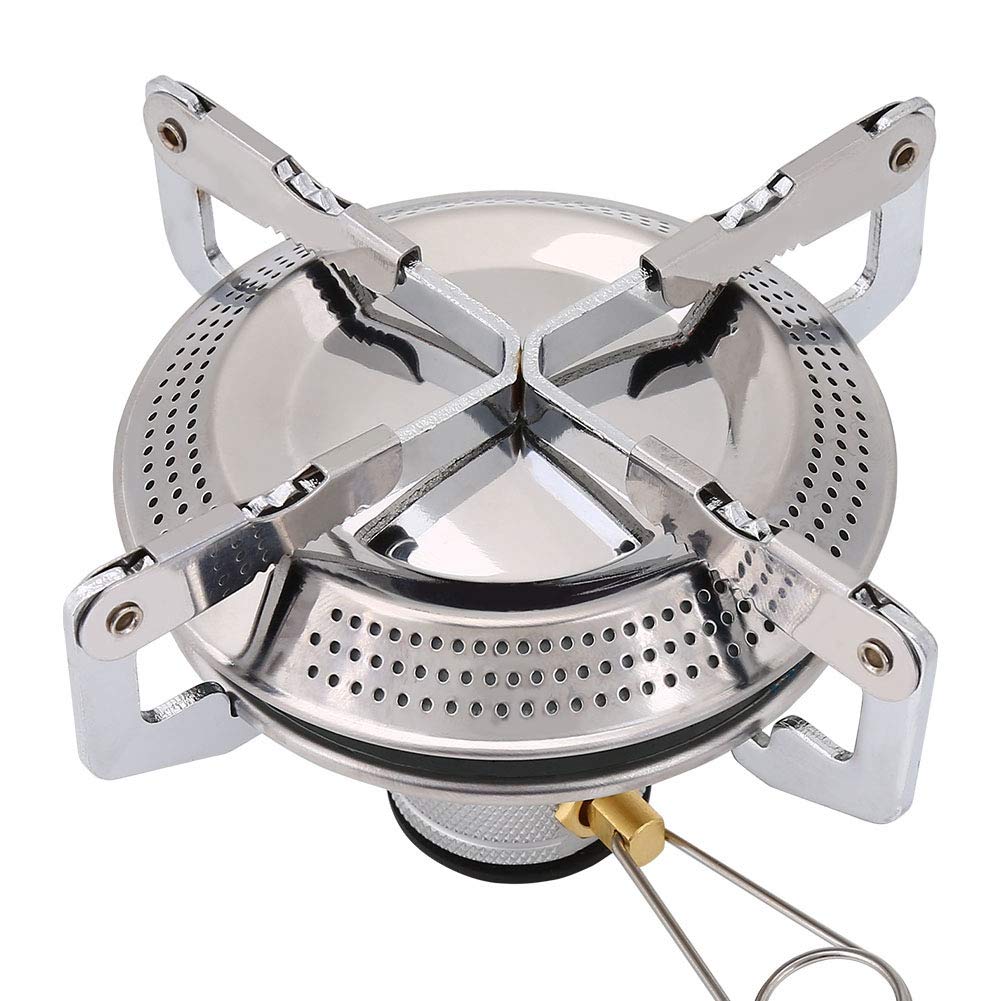 Camping Stove, Silver Outdoor Foldable Titanium Alloy Portable Camping Mini Picnic Round Stove With a Storage Bagcamping stove