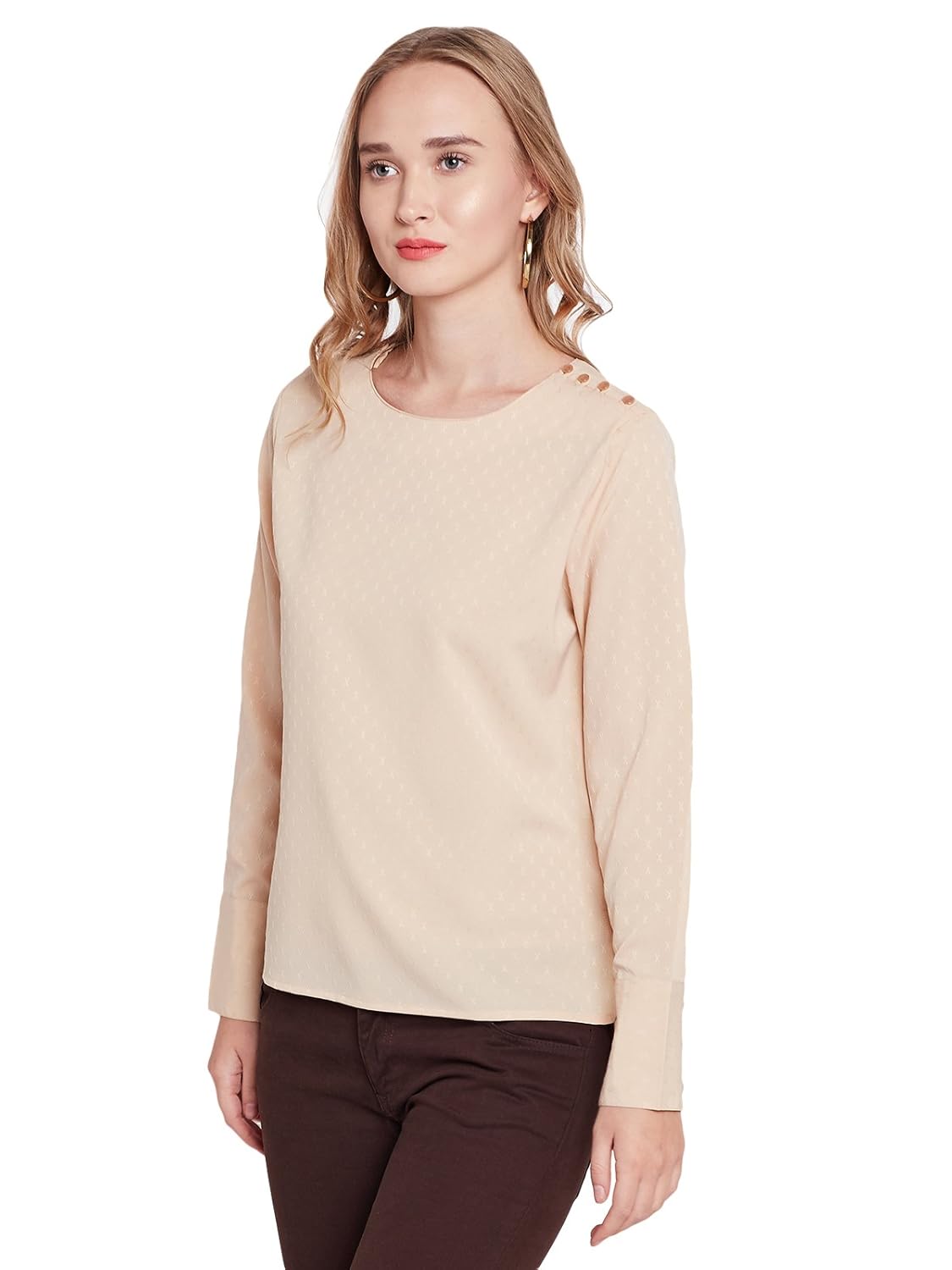 marie claire women beige self-design top