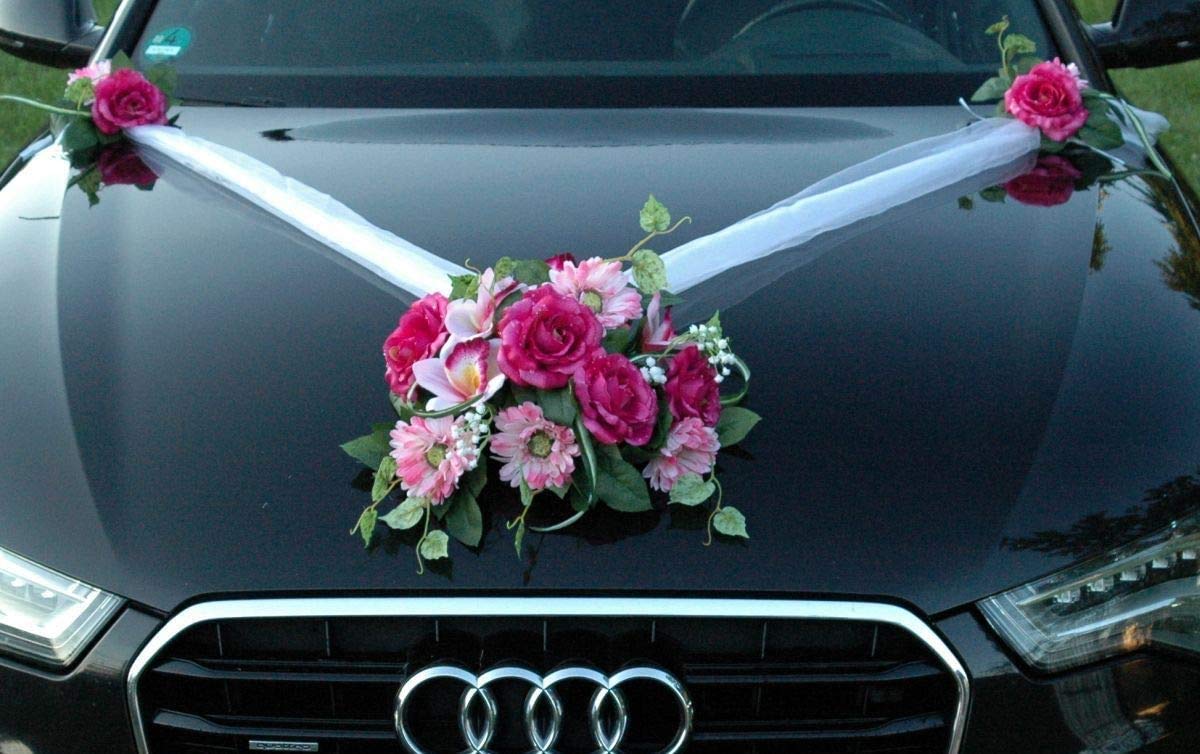 Car Decoration Lace Bouquet Car Jewellery Bride Couple Rose Decoration Wedding Car Wedding Decoration Car (SS GER Pink)