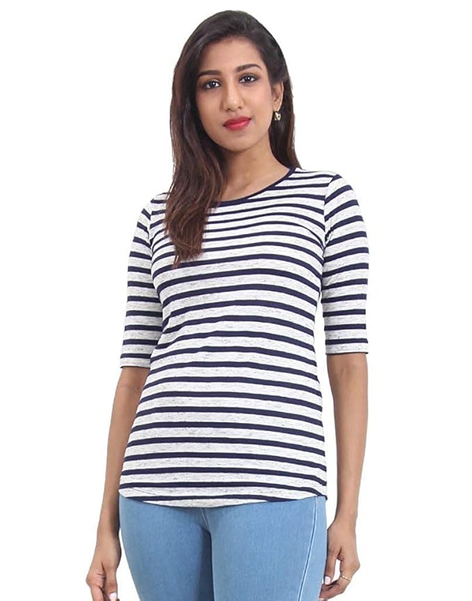 Buy Good Luck Fashion Comfort Lady Women's Striped TShirt Half Sleeve