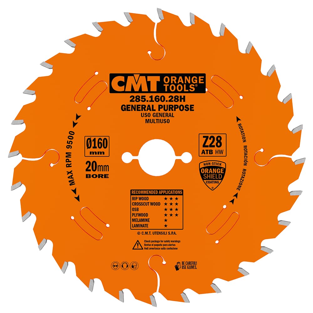 CMT Orange Tools 285.160.28H Circular Blade (Universal) HW 160X2.2/1.6X20 Z28 ATB