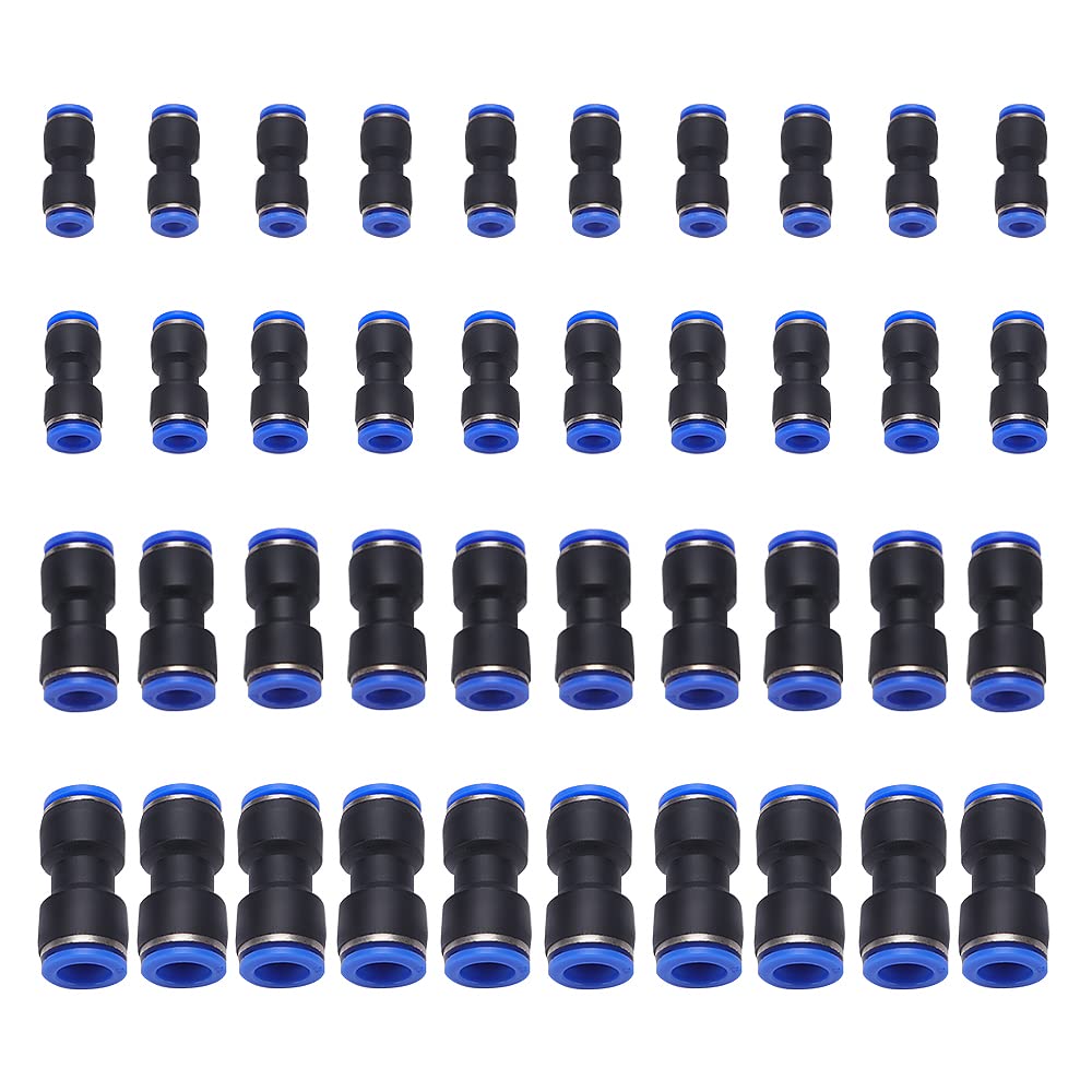 VooGenzek 40 PCS Straight Pneumatic Connectors, Push in Quick Release Fitting Connectors, for Air Water Hose 6mm/8mm/10mm/12mm