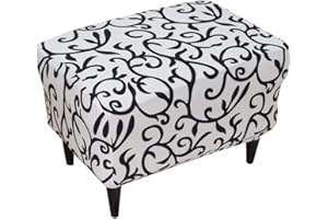Eco-Ancheng Chair Cover Stretch Ottoman Cover Rectangular Storage Ottoman Slipcover Footrest Stool Covers Ottoman Slipcovers for Foot Stool with Nonslip Elastic Bottom