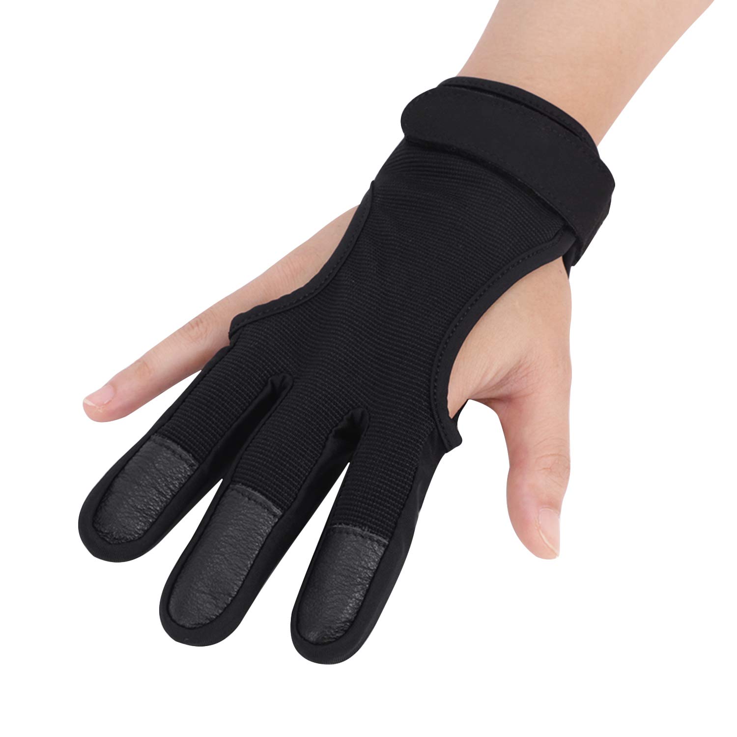 Archery Glove Non-slip Three Finger Protector High Elastic Recurve Bow Hunting Protective Gear with Adjustable Strap for Men Women Youth Adult Beginner Left and Right Hand Archer Gloves