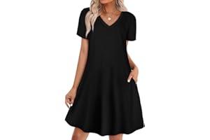 WIHOLL Dresses for Women Casual T Shirt Sun Dress Loose Fit with Pockets Beach Vacation Clothes