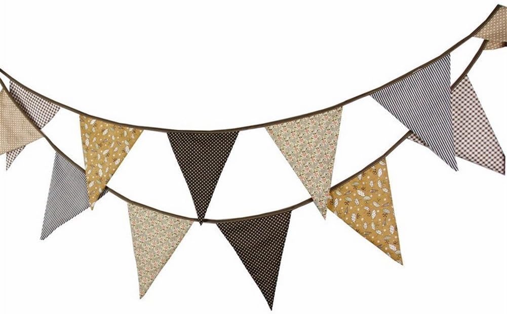 youzpin 12 banderas clásico café 3.7 m banderines de tela banderín