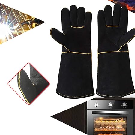Amazon.com: LAIABOR Guantes de Soldadura, Cuero, BBQ, Horno ...