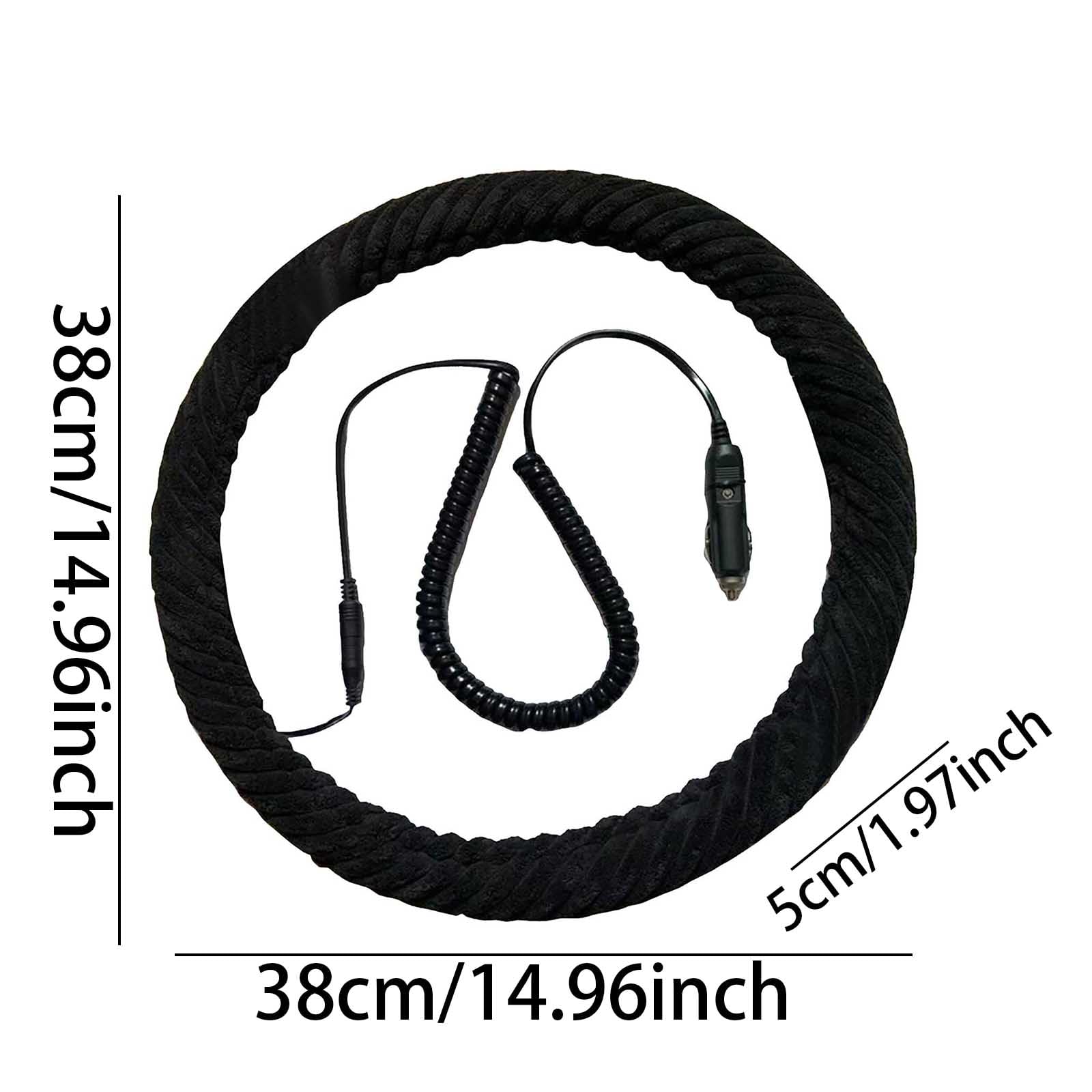 Car Steering Wheel Heated Cover, 2025 New Steering Wheel Heater, 15 Inches 12v Steering Wheel Warmer, Anti-Slip Wheel Protector, Soft Heated Steering Wheel Protective Cover, Car Accessory Decor (A)