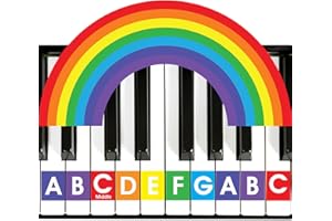 QMG Rainbow Color Piano and Keyboard Stickers for Kids, A B C Piano Notes Letters, Removable, No Residue Leaves