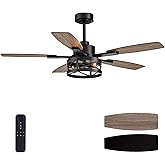 50 Inch Ceiling Fans with Lights and Remote & APP Control, Farmhouse Ceiling Fan with LED Lighting for Bedroom Living Room an
