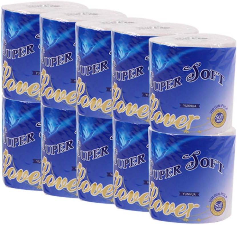 10 Roll White Paper Towels Rolls Toilet Roll 4 Layers Tissue Roll Kitchen Toilet Paper,Quantity Hollow Replacement Roll Paper Home Bath Toilet Roll Paper Supplies Decor Tissue Roll (H 10 PC)