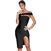 meilun Women's One Shoulder Bandage Dresses for Women Wedding Guest Sexy Formal Midi Dress