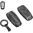 Heavy Key Fob Cover Case Protector for Ford, Keychain, Accessories for Ford Explorer Fusion Escape Edge Expedition F150 F250 F350 F450 F550 Maverick Mustang 3/4/5 Buttons (Model-A Black)