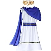 Pop Your Dream Greek Toga Costume for Kid Ancient Grecian Mythos Philosopher Rome Nobility Halloween Cosplay Outifit for Boys