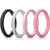 ThunderFit Women's Silicone Wedding Ring Sets, Thin and Stackable Rubber Wedding Bands, 2.6mm Wide, 2.1mm Thick, Variety Multipack 1/4/6/7/8/9