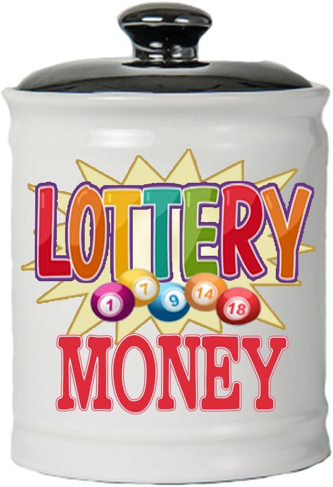 Cottage Creek Lottery Box Round Ceramic Lottery Money Jar/Fun Novelty Lottery Gifts Lotto Gifts [White]