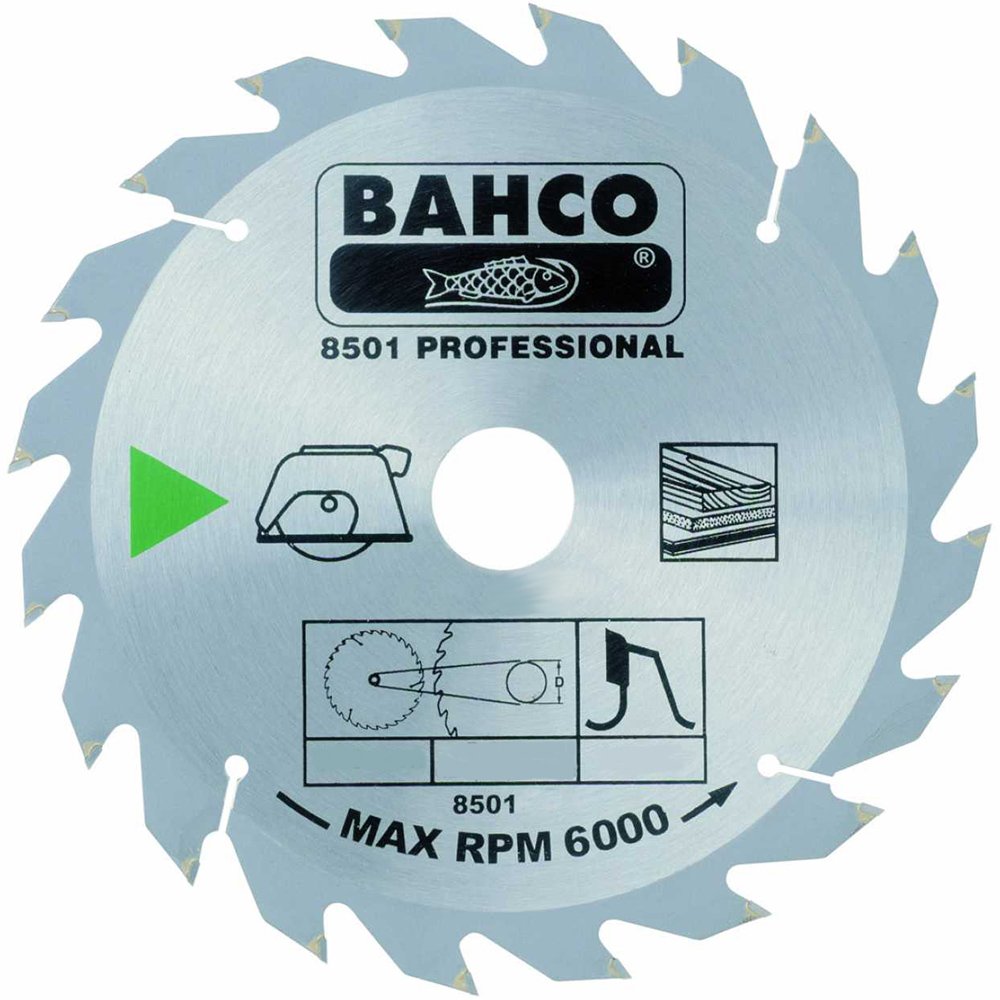 Bahco 8501-22 Circular Saw Blade with 20 Teeth for Wood, 0 V, Silver, 230 mm