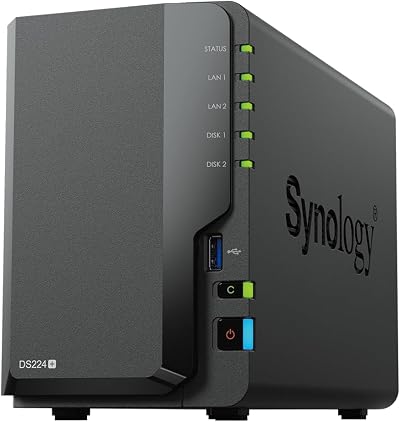 Synology DS224+ 8TB 2 Bay NAS with 2 x 4TB HAT3300 Drives - Ready to Use