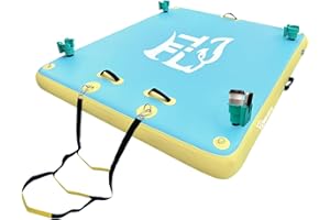 TIGERXBANG TGERXBANG Inflatable Floating Dock with Cup Holder Swim Air Platform Multi-People Floating Island for Lake Pond Pool Beach Ocean, 6ft/8ft