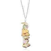 Natural Raw Ethiopian Opal Stone Rough Crystal Gemstone Dainty Women Pendant Necklace, Chakra Healing Crystals, Birthstone, Gift, Chain 18 inch