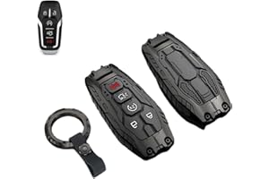 FACAIZHU Heavy Key Fob Cover Case Protector for Ford, Keychain, Accessories for Ford F150 Mustang Explorer Edge Fusion Lincoln MKZ MKC MKX(Model-B Black)
