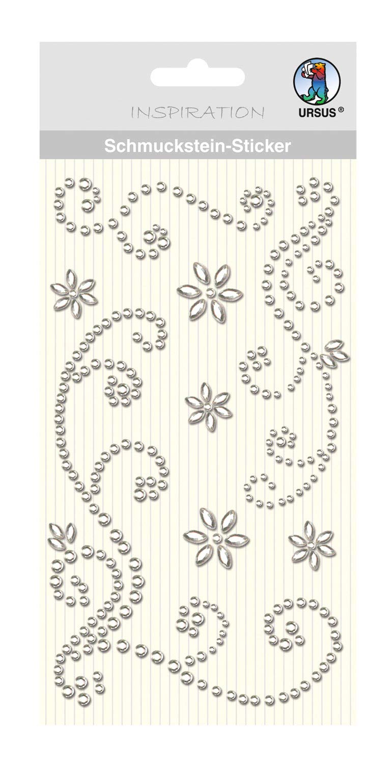 Gemstones Stickers Ornaments Pack of 8 Assorted Silver Ideal for Scrapbooking, Card Making and Decoration